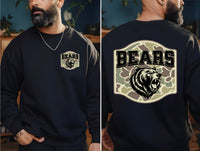 Bears Camo design left chest and full back