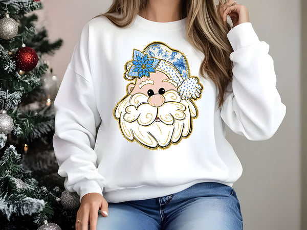 Blue Floral Santa