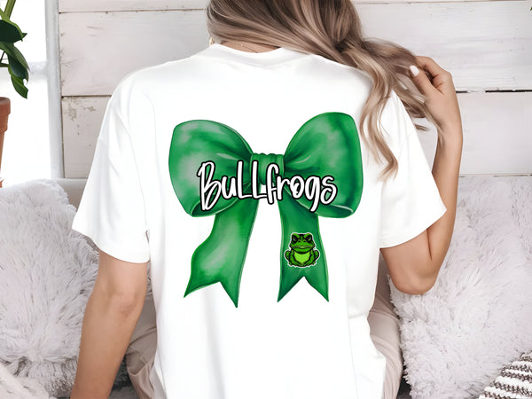 Bullfrogs coquette bow front(left chest) and back full