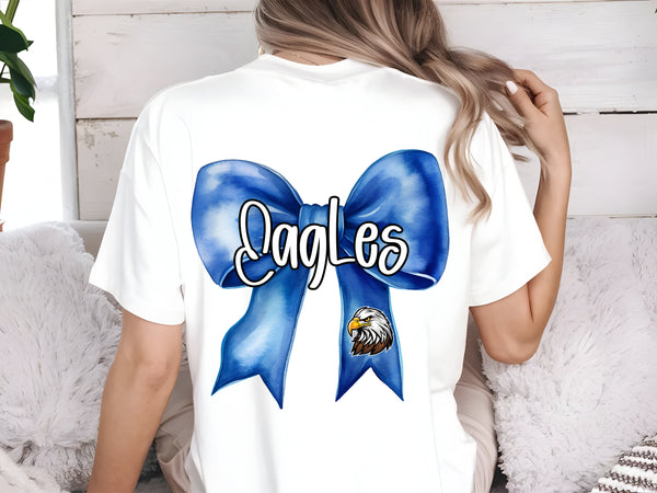 Eagles Coquette bow Blue left chest and full back