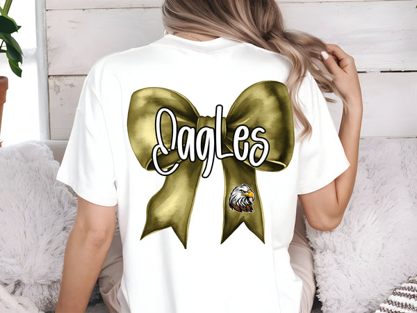 Eagles Coquette bow Gold left chest and full back