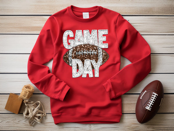 Football Gameday White Sequins