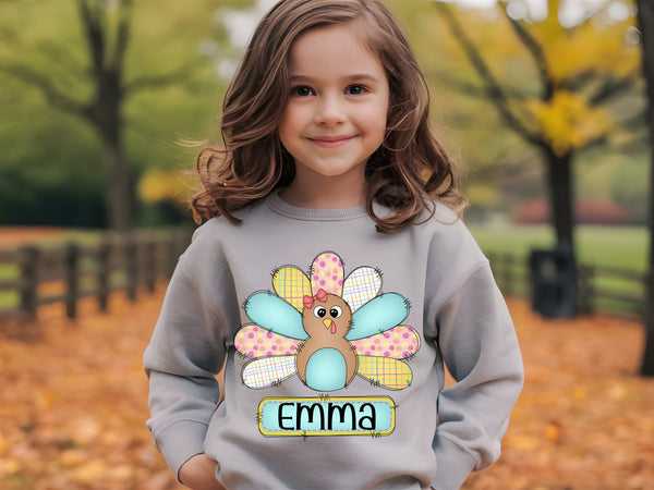 Girl Pastel Turkey with Custom Name