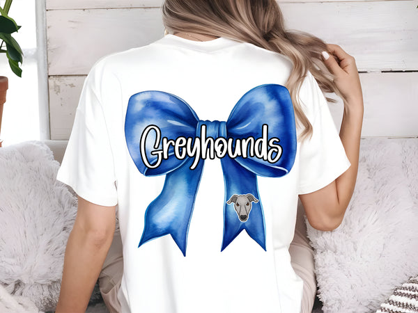 Greyhounds coquette bow leftchest and full back