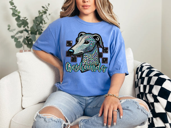 Greyhounds Rhinestone check dtf