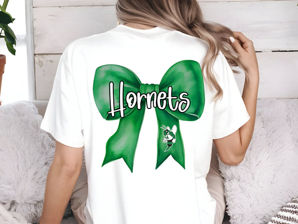 Hornets coquette bow leftchest and full back green