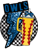 Owls baseball/softball checker tumbler   DTF Transfers