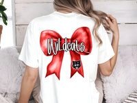 Wildcats red coquette bow leftchest and full back