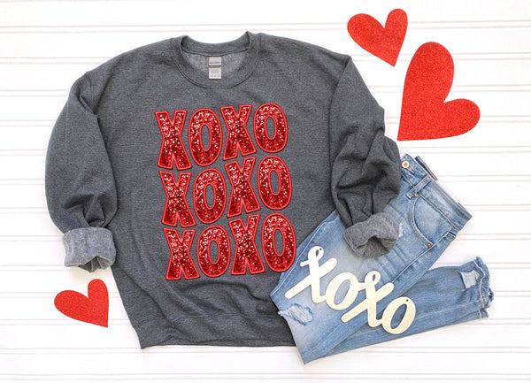 XOXO RED Sequin DTF