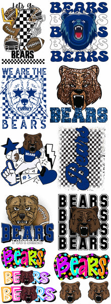Bears Pre Made Mascot Gang Sheet 22 x 60