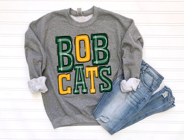 Bobcats Scribble Letters Green/gold