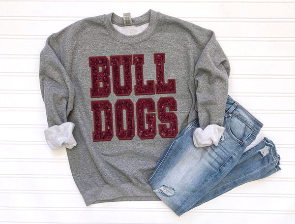 Bulldogs Faux Sequin DTF Maroon