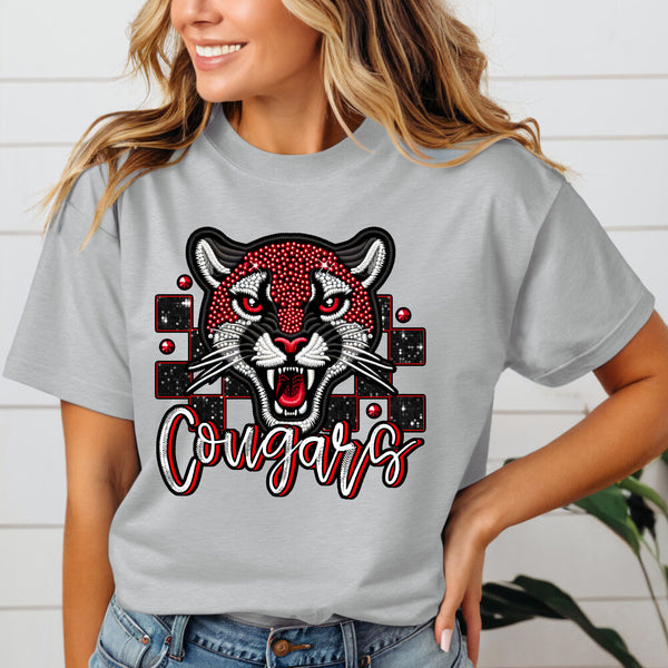 Cougars Faux Rhinestone check