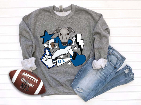 Greyhound REtro Football Mascot DTF