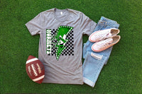 Azle Hornets retro lightning bolt with checkered background dtf