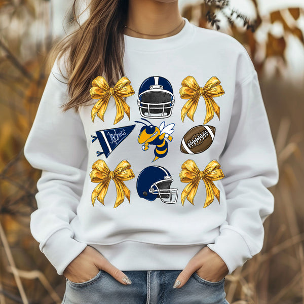 Jackets football coquette navy and gold