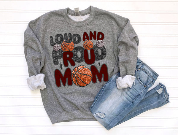 Loud & Proud Maroon basketball Mom DTF