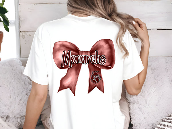 Monarchs coquette bow front left chest and full back