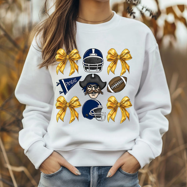 Pirates Football coquette navy and gold