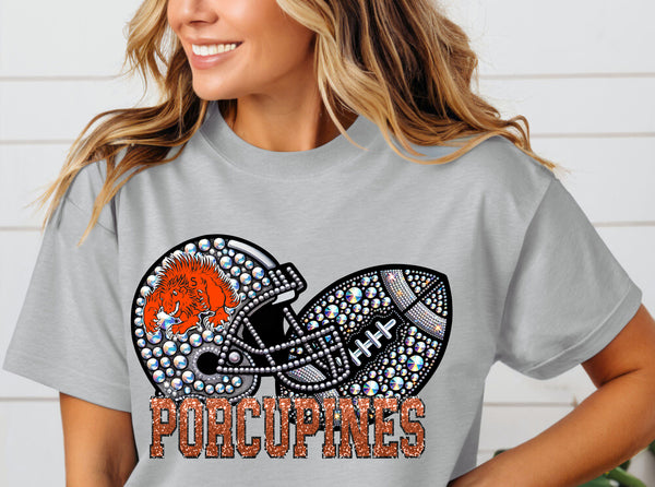 Porcupines Rhinestone Football Helmet