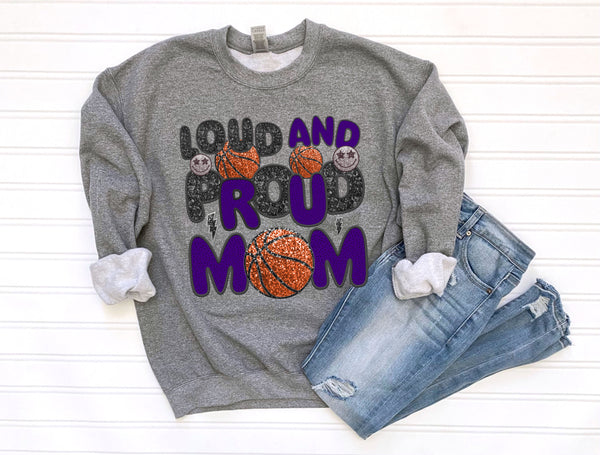Loud & Proud Purple basketball Mom DTF