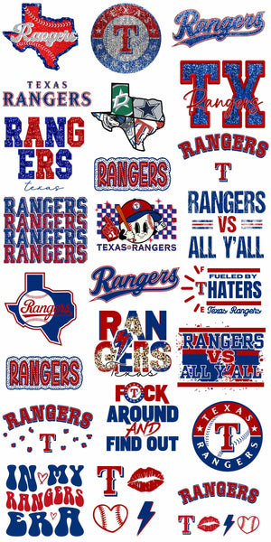 Rangers Hat Gang Sheet  12" x 24"