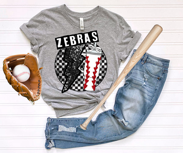 Zebras baseball/softball checker tumbler   DTF Transfers