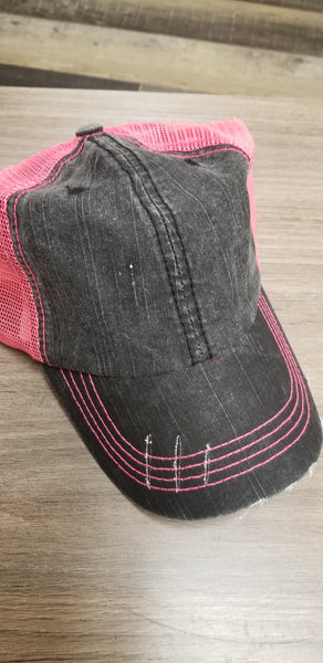 Dark Gray and Neon Pink Hat