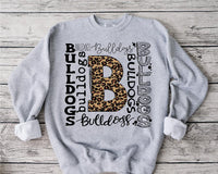 Bulldogs Typography Leopard Sublimation Transfer