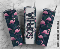 Navy Flamingo Pattern  Customized Tumbler Sublimation