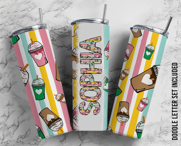 Iced Coffee Pattern  Customized Tumbler Sublimation