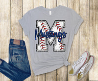 Baseball Letters with Custom  mascot name  DTF