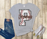 Baseball Letters with Custom  mascot name  DTF