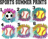Sublimation Summer Sports prints Baseball, Softball, Soccer