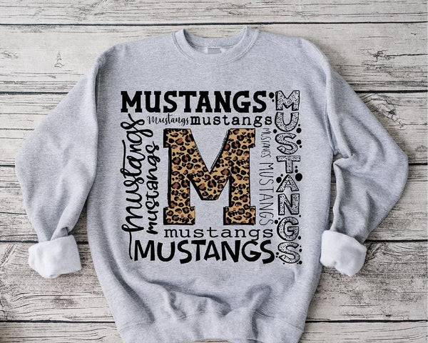 Mustangs Typography Leopard Sublimation Transfer